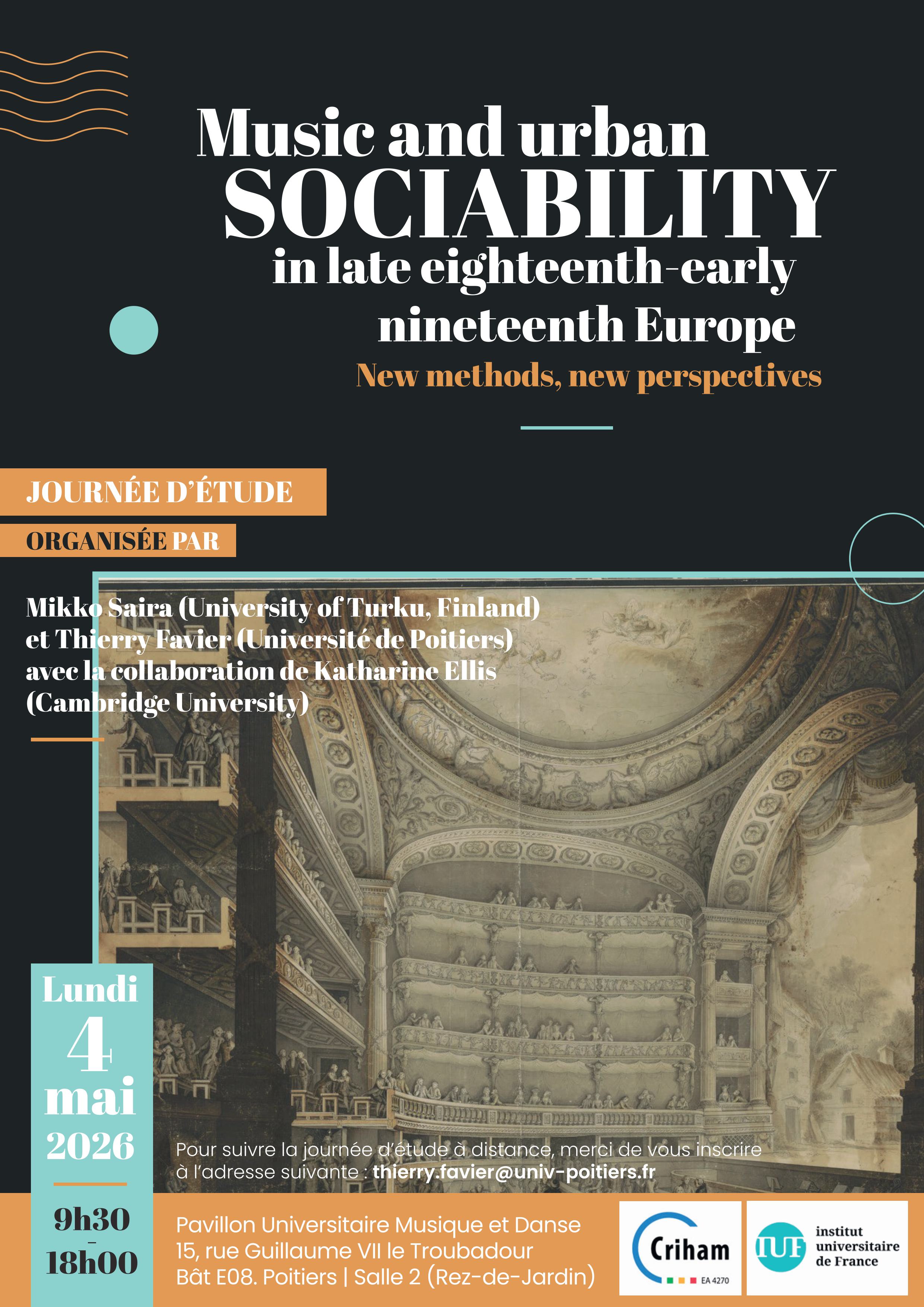 Music and Urban Sociability in Late Eighteenth-Early Nineteenth Europe. New Methods, New Perspectives.