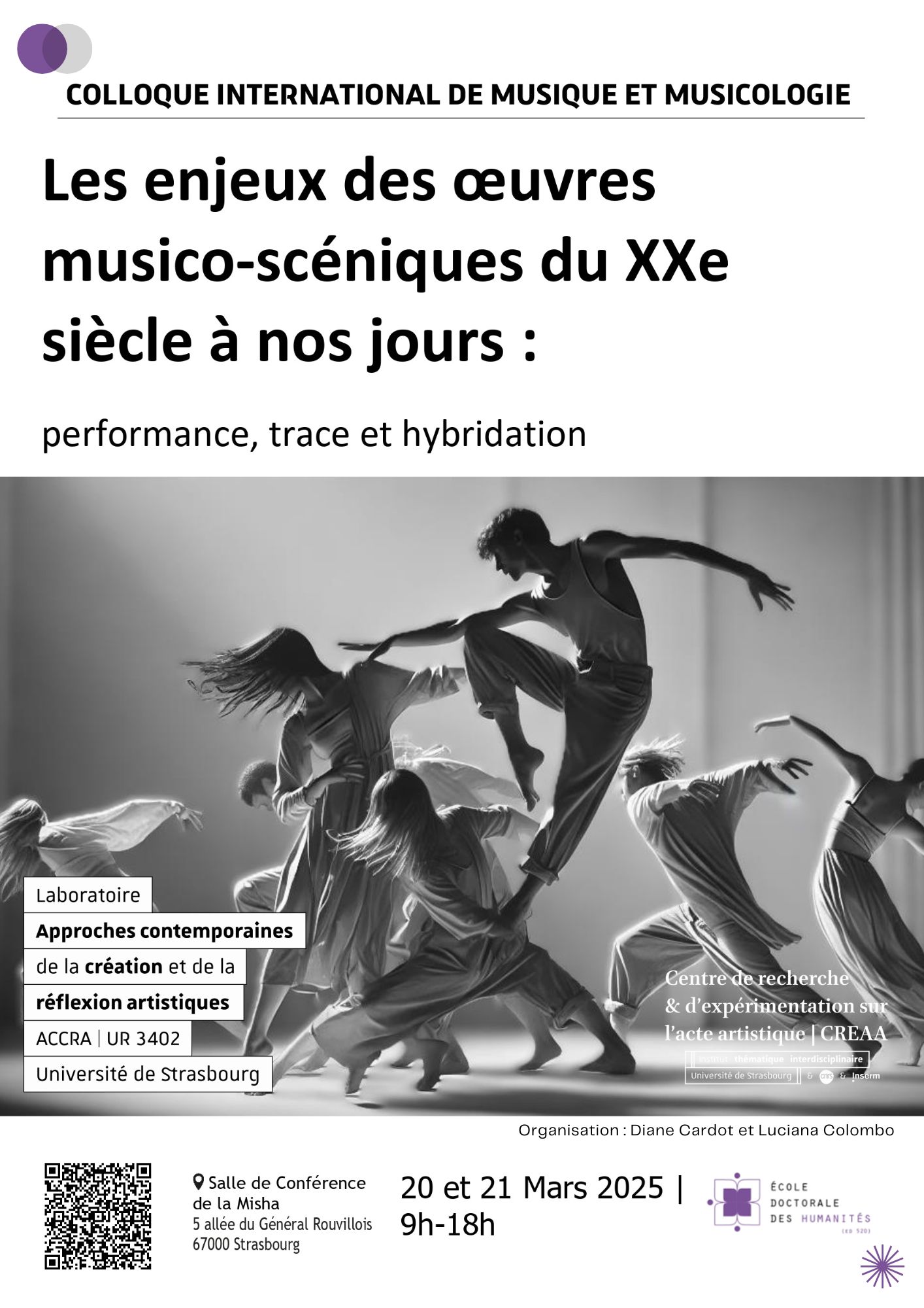 Colloque international de musique et musicologie « Les enjeux des œuvres musico-scéniques du XXe siècle à nos jours : performance, trace et hybridation »