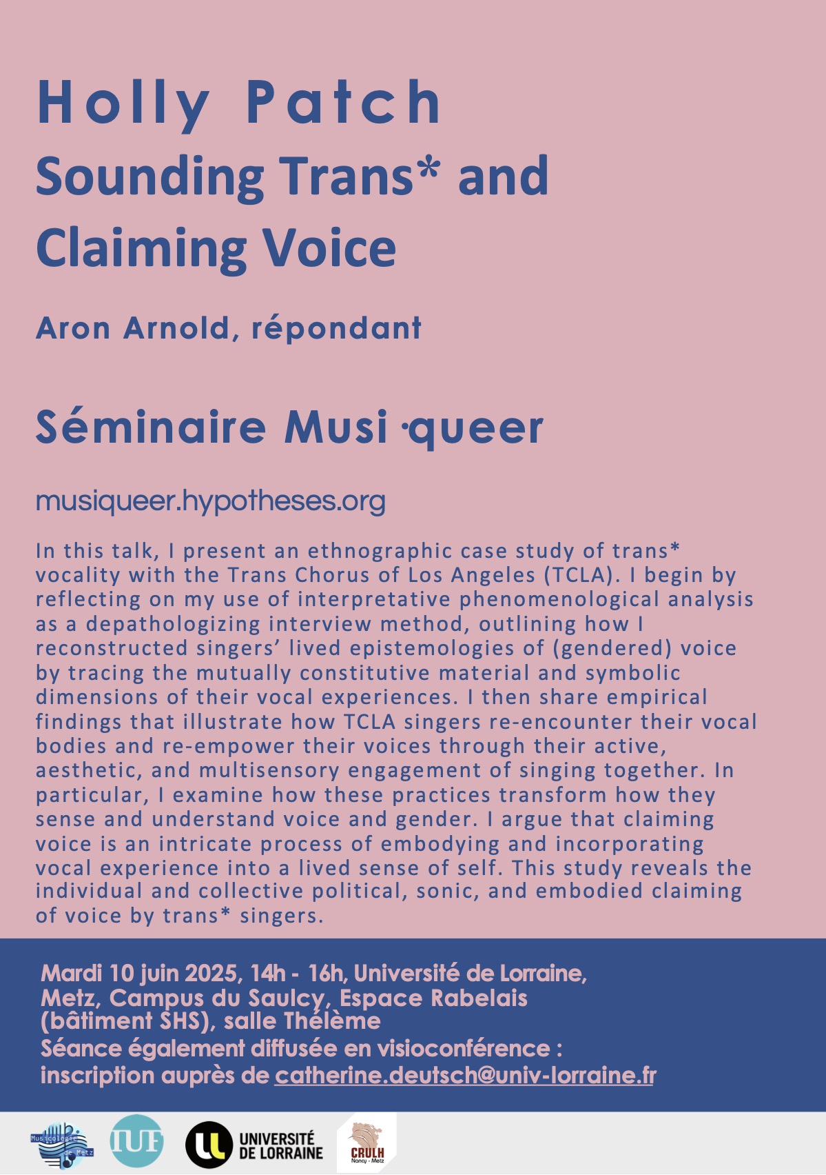 Séminaire Musi·queer, Holly Patch, Metz
