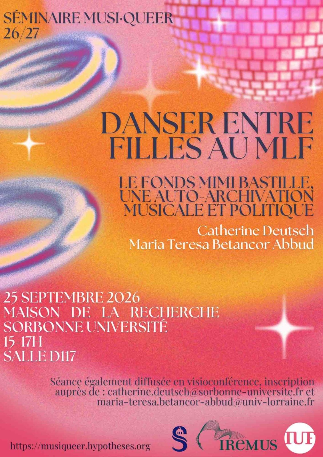« Faire la fête entre filles au MLF : le fonds Mimi Bastille, une auto-archivation musicale et politique ». Séminaire Musi·queer 2026/2027, séance 1